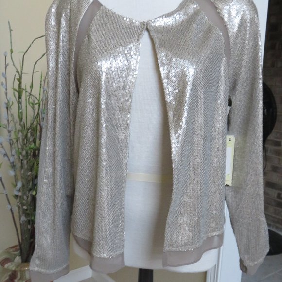 Reba Sequined open front Cardigan NWT / M - Picture 1 of 7